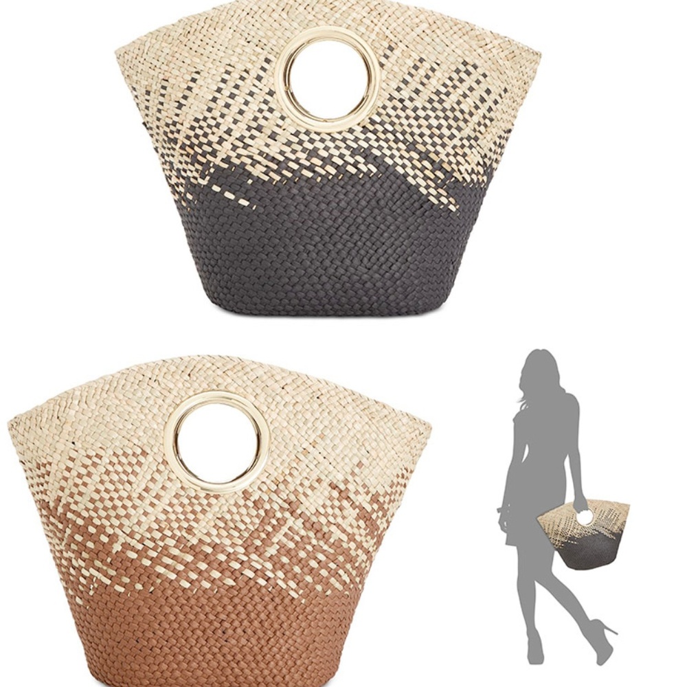 INC Straw Open Handle Tote 2 Style Hardware handle